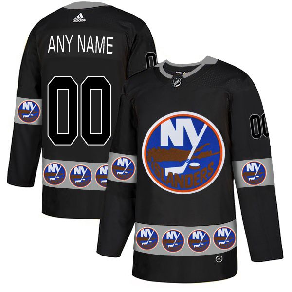 Men New York Islanders 00 Any name Black Custom Adidas Fashion NHL Jersey
